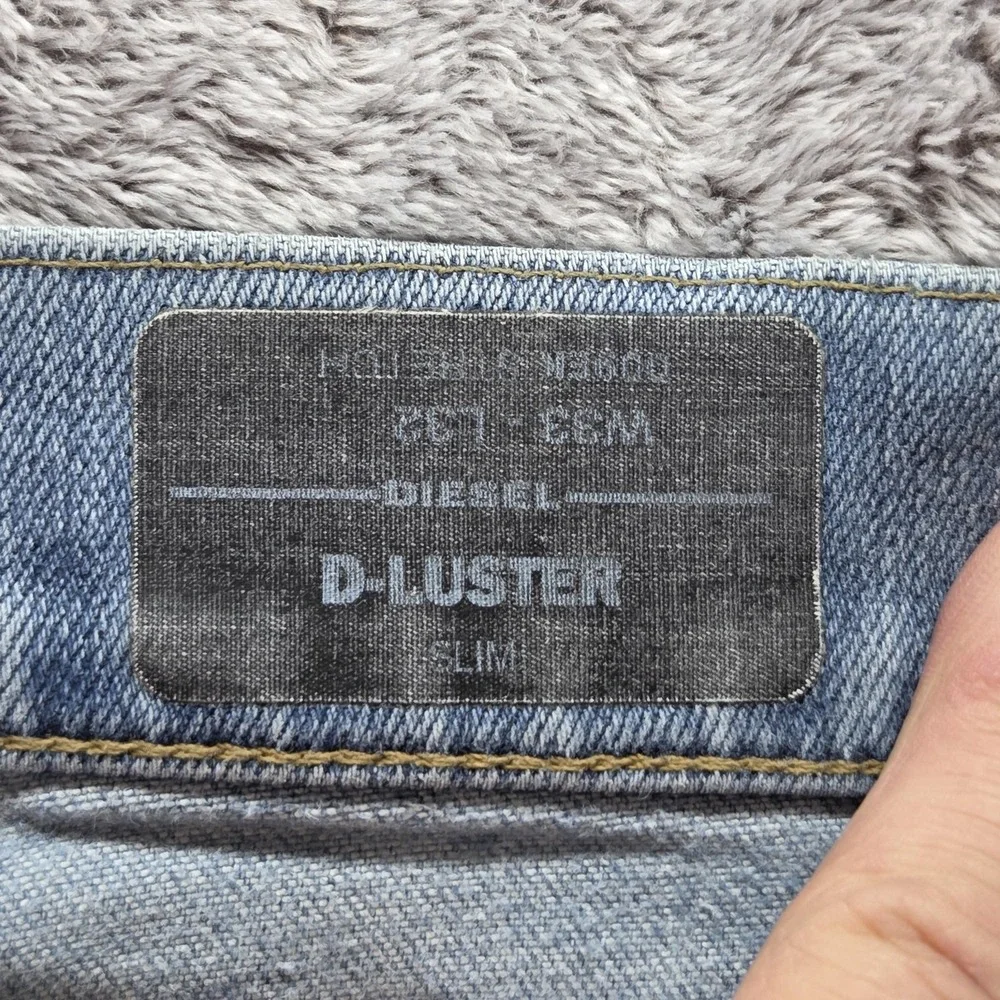 Diesel Jeans Mens 33x32 Blue D-Luster Slim Button Fly Stretch Light Wash 009EK